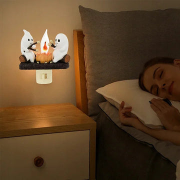 👻Ghosts Roasting Campfire S'Mores Flicker Flame Night Light ( Bogo Offer )