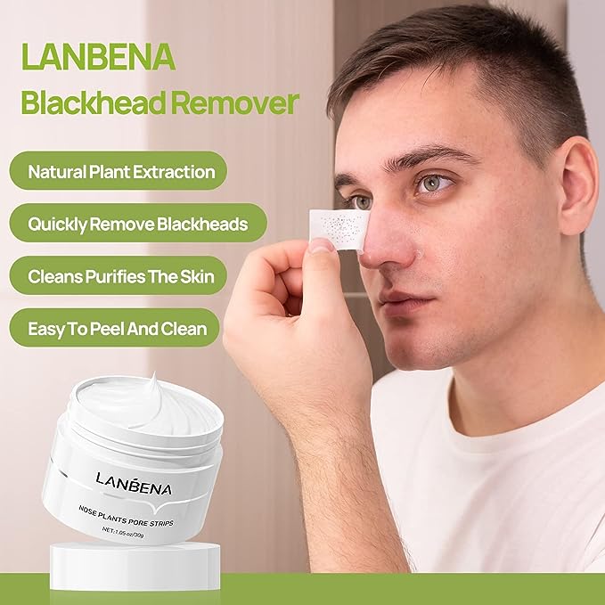 LANBENA Mitesser-Entferner-Maske, Gesichtspeeling, Nasenstreifen, Akne, Tiefenreinigung, 30 g 