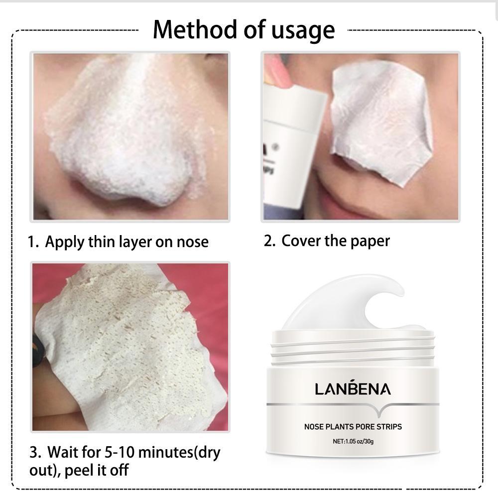 LANBENA Blackhead Whiteheads Remover Mask Facial Peeling Nose Strip Acne Deep Cleansing 30g
