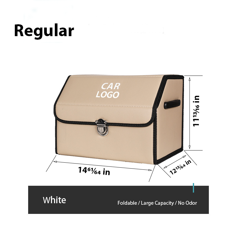 Customized Car Trunk Leather Storage Box - Regular / White - Skittles Cottage
