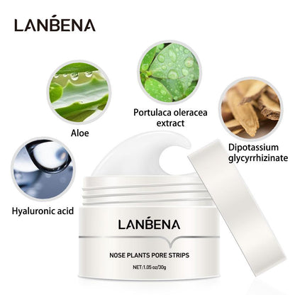 LANBENA masque dissolvant de points noirs et blancs, Peeling du visage, bande nasale, acné, nettoyage en profondeur, 30g 