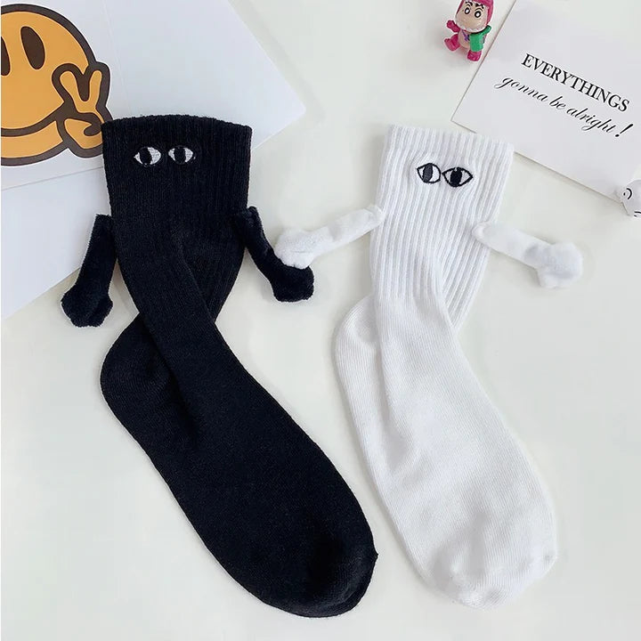 10 Pairs Hand in Hand Magnetic Socks - Embroidered eyes / White 5 pairs & Black 5 pairs - Skittles Cottage